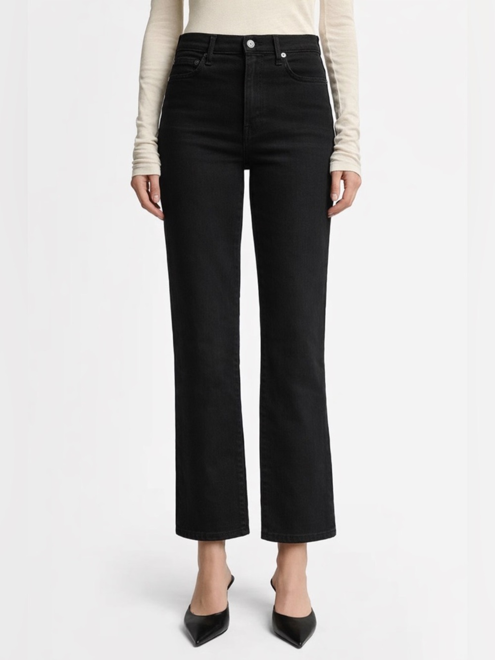 7 For All Mankind Black Cropped Flared Jeans